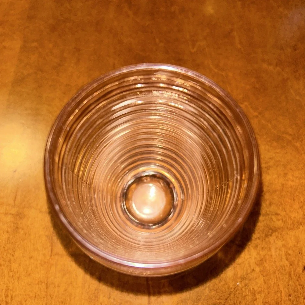 Anchor Hocking: MANHATTAN PINK 10oz FOOTED TUMBLER - Horizontal Rib Set Of 6